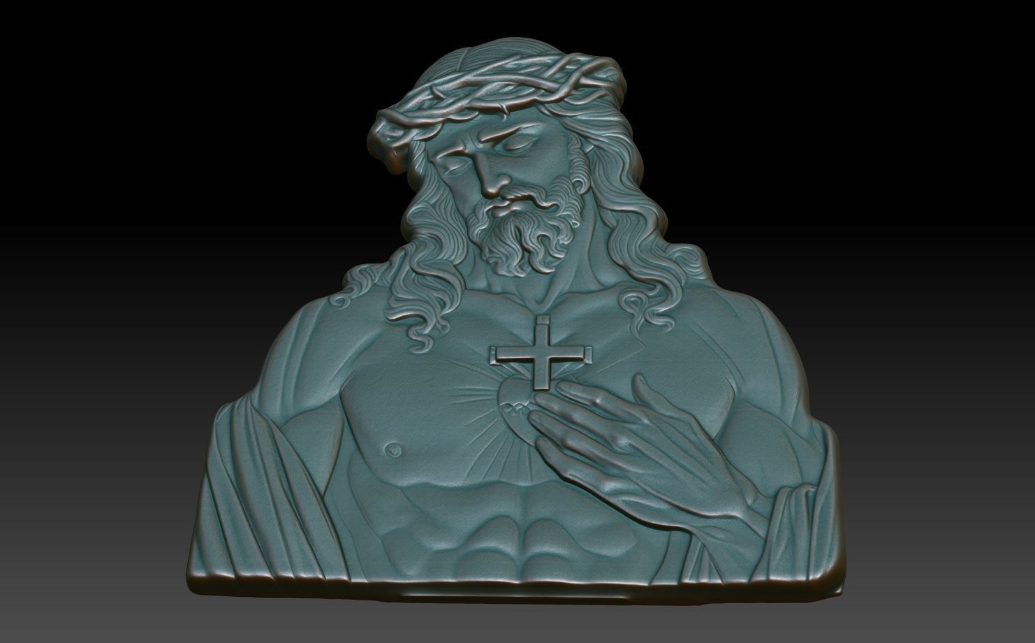 Jesus Portrait basrelief 10 240604 3D print model_4