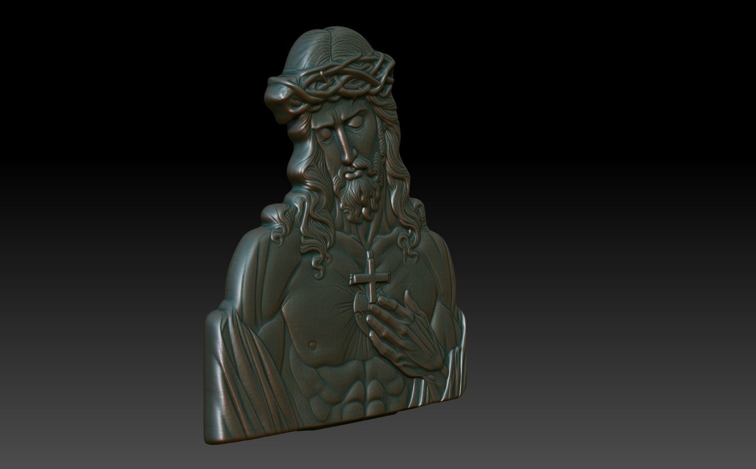 Jesus Portrait basrelief 10 240604 3D print model_2