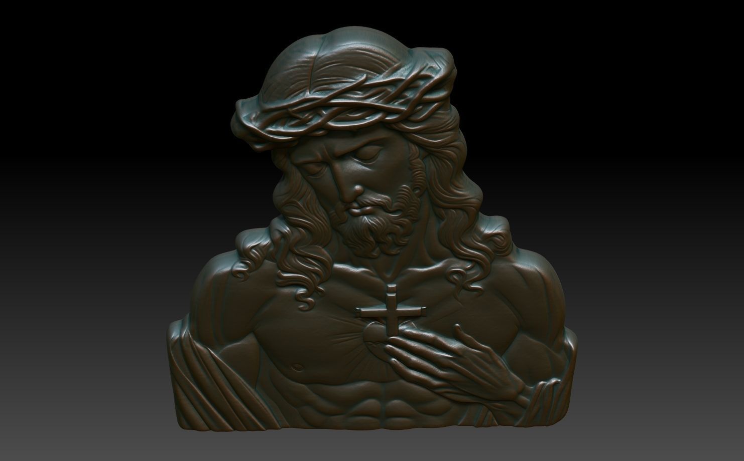 Jesus Portrait basrelief 10 240604 3D print model_3