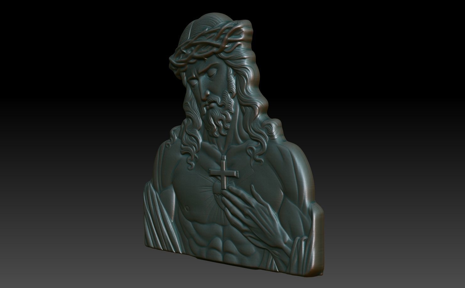 Jesus Portrait basrelief 10 240604 3D print model_1
