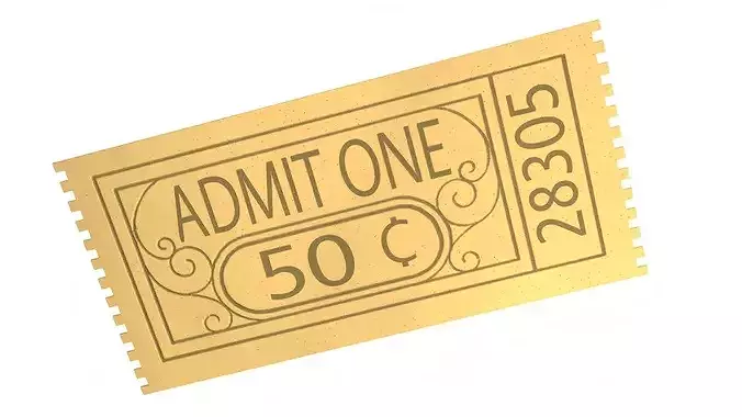 Vintage Admit One 50 Cent Golden Ticket