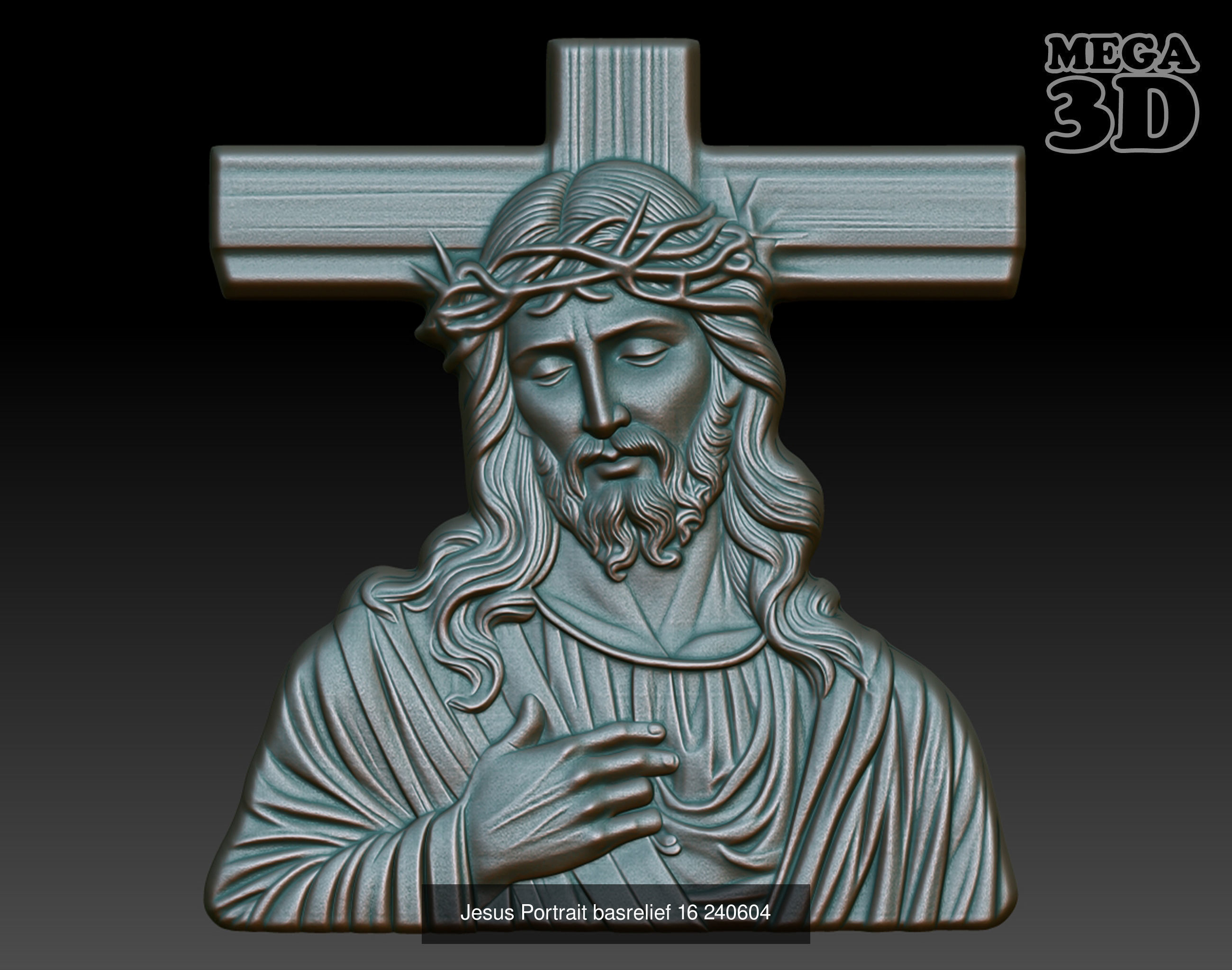 Jesus Portrait basrelief Pack B 240604 3D Model Collection_3