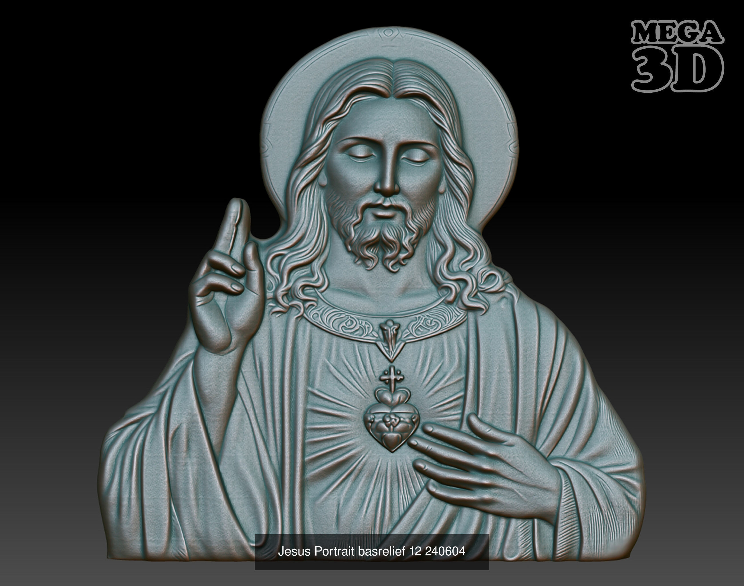 Jesus Portrait basrelief Pack B 240604 3D Model Collection_7