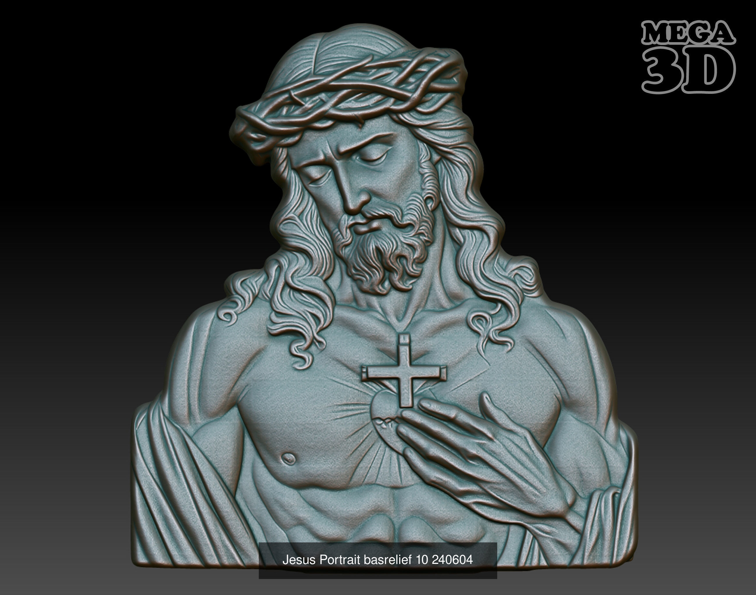Jesus Portrait basrelief Pack B 240604 3D Model Collection_9