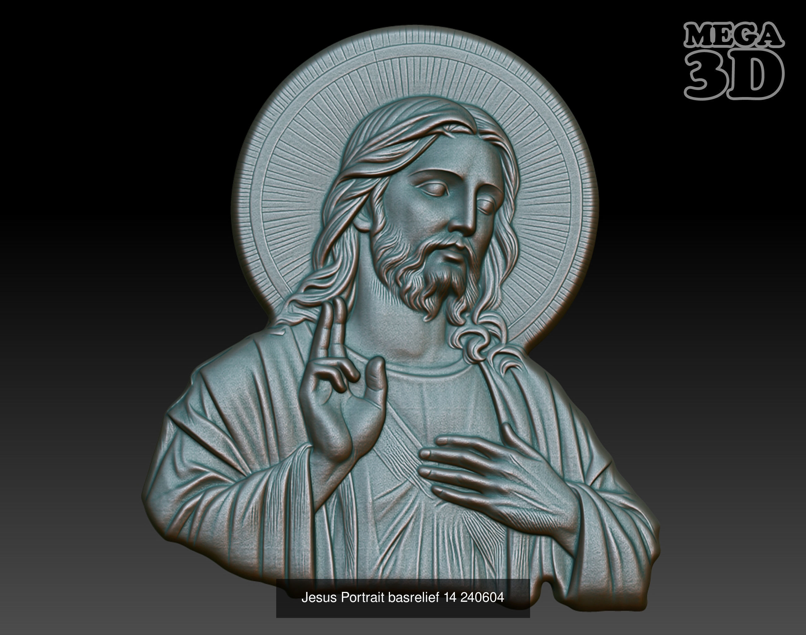 Jesus Portrait basrelief Pack B 240604 3D Model Collection_5