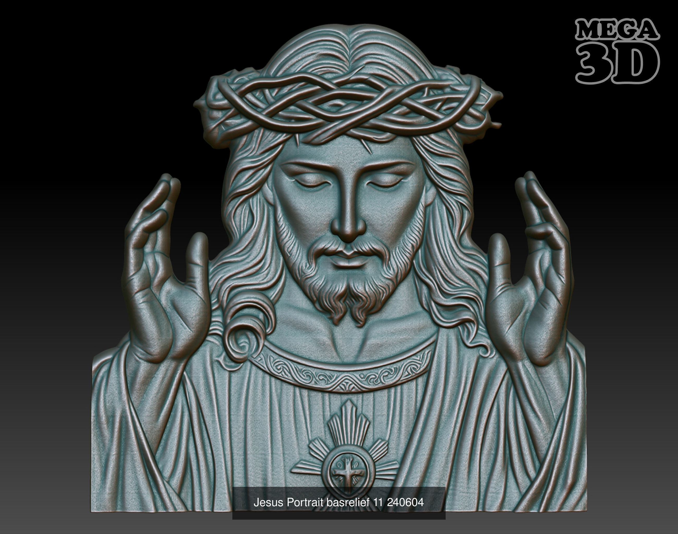 Jesus Portrait basrelief Pack B 240604 3D Model Collection_8