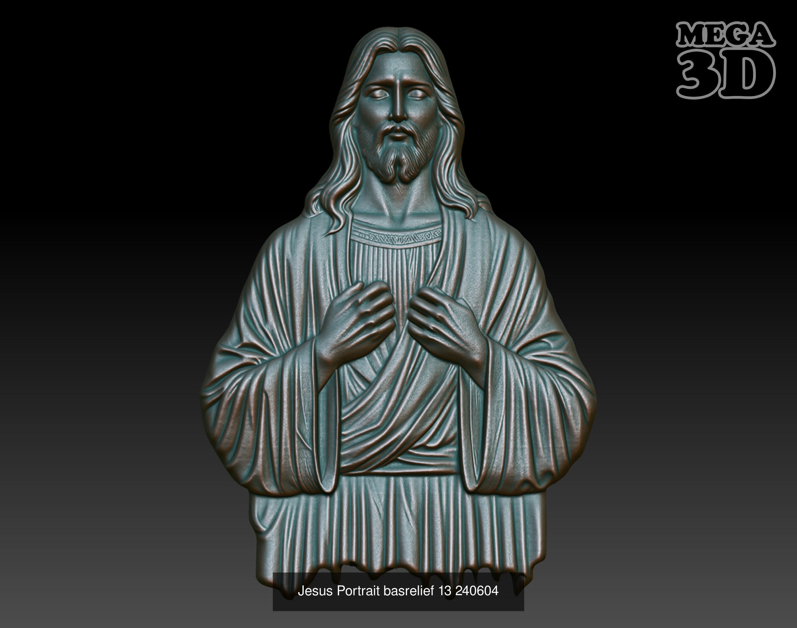 Jesus Portrait basrelief Pack B 240604 3D Model Collection_6