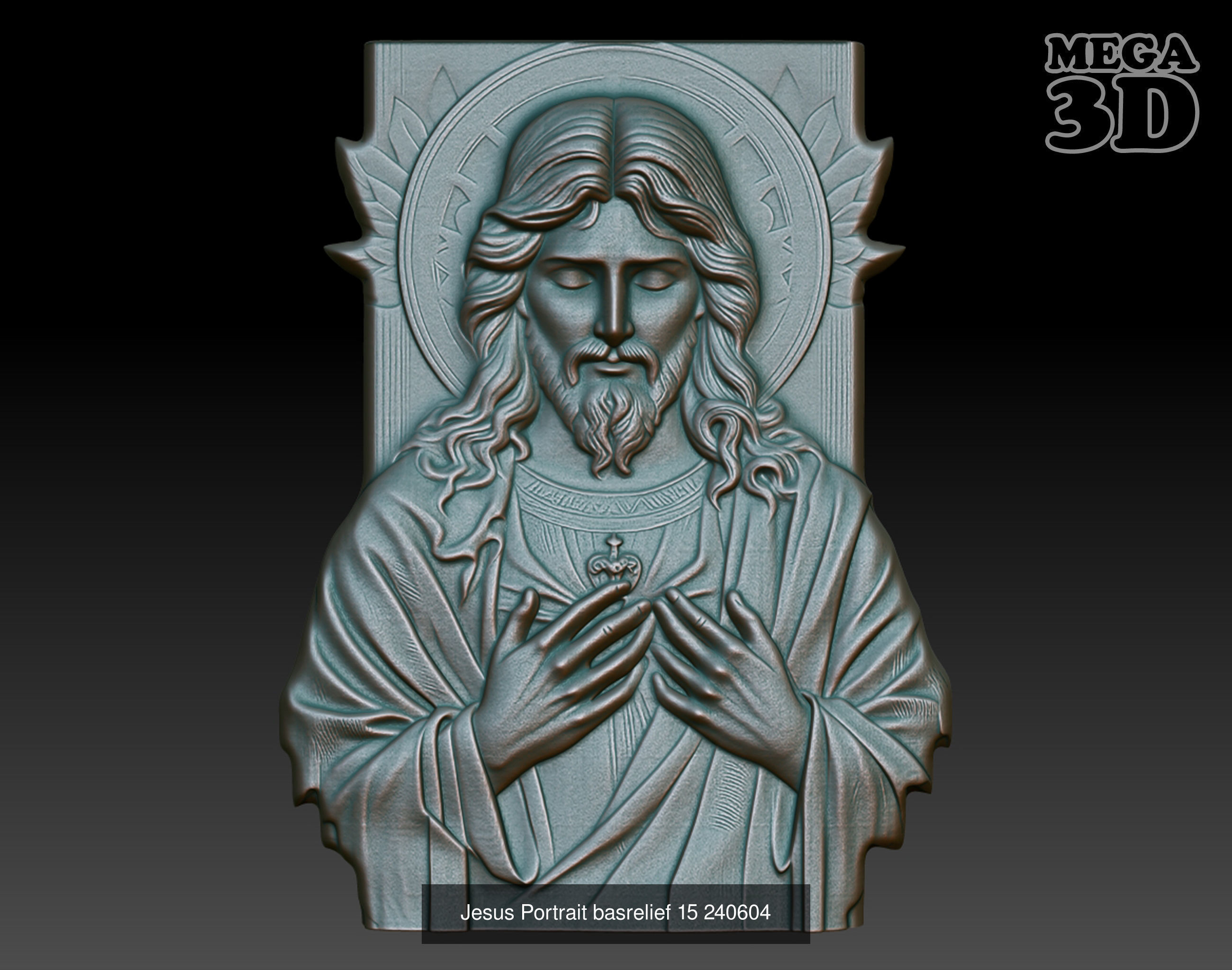 Jesus Portrait basrelief Pack B 240604 3D Model Collection_4