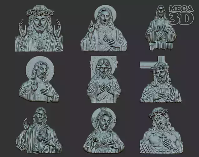 Jesus Portrait basrelief Pack B 240604