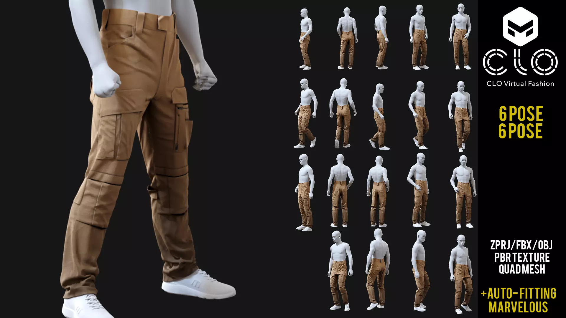 UF PROGen 2 Combat pants Tactical Pants 6 pose type  3D Model Collection_0