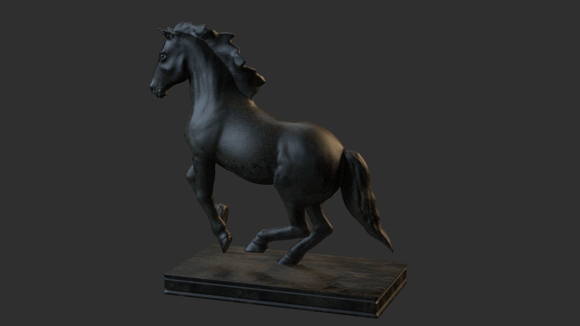 carving horse and marble stone sculpture statue  3D model_1