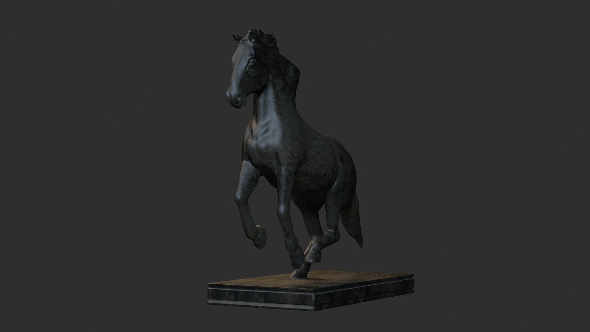 carving horse and marble stone sculpture statue  3D model_3