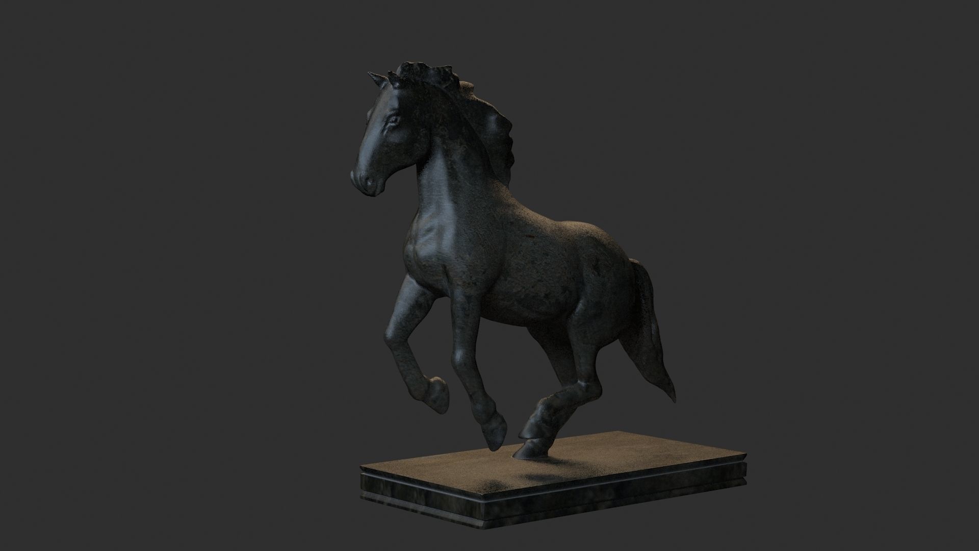 carving horse and marble stone sculpture statue  3D model_2