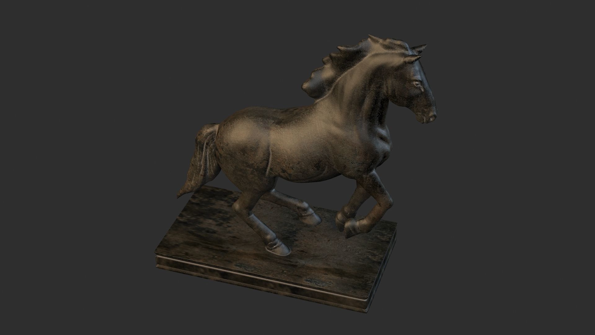 carving horse and marble stone sculpture statue  3D model_4