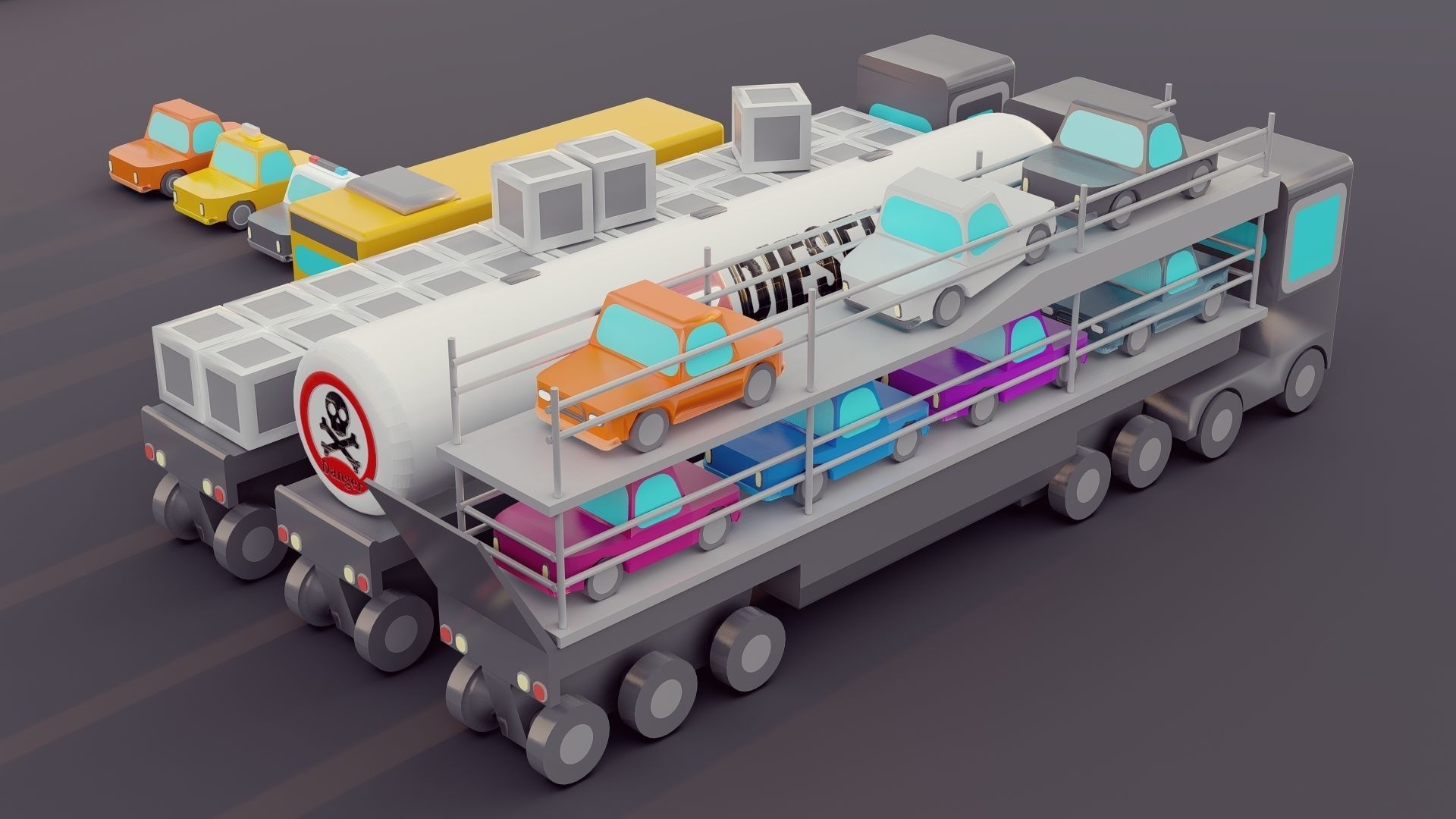 Lowpoly Vehicles 3D model_3