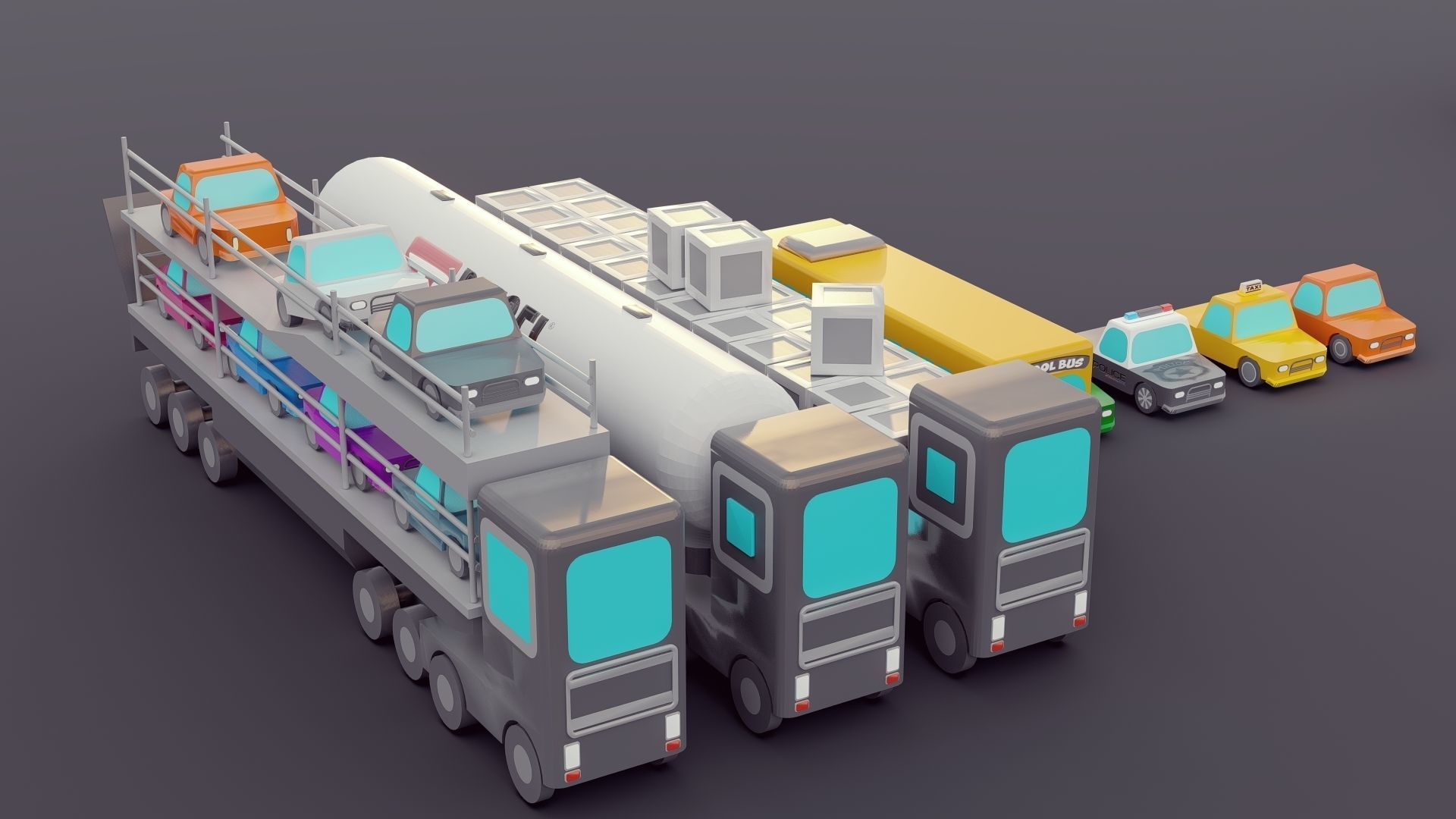Lowpoly Vehicles 3D model_4