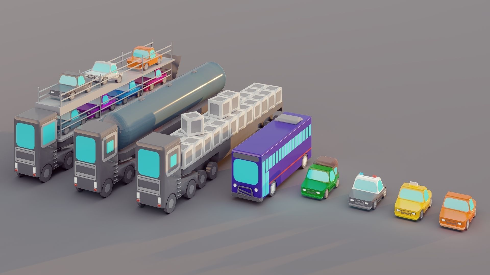 Lowpoly Vehicles 3D model_12