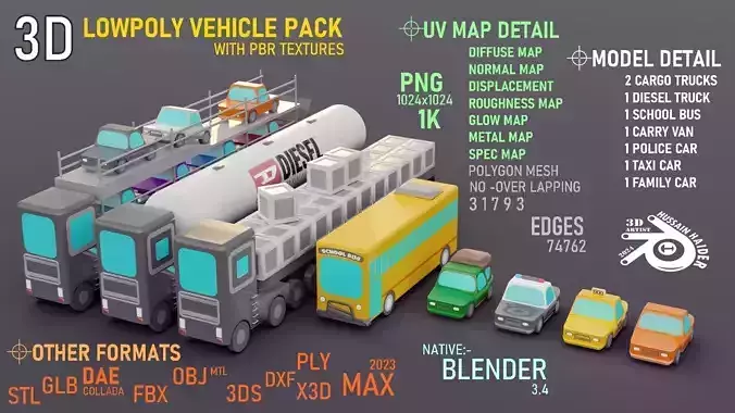 Lowpoly Vehicles 3D model
