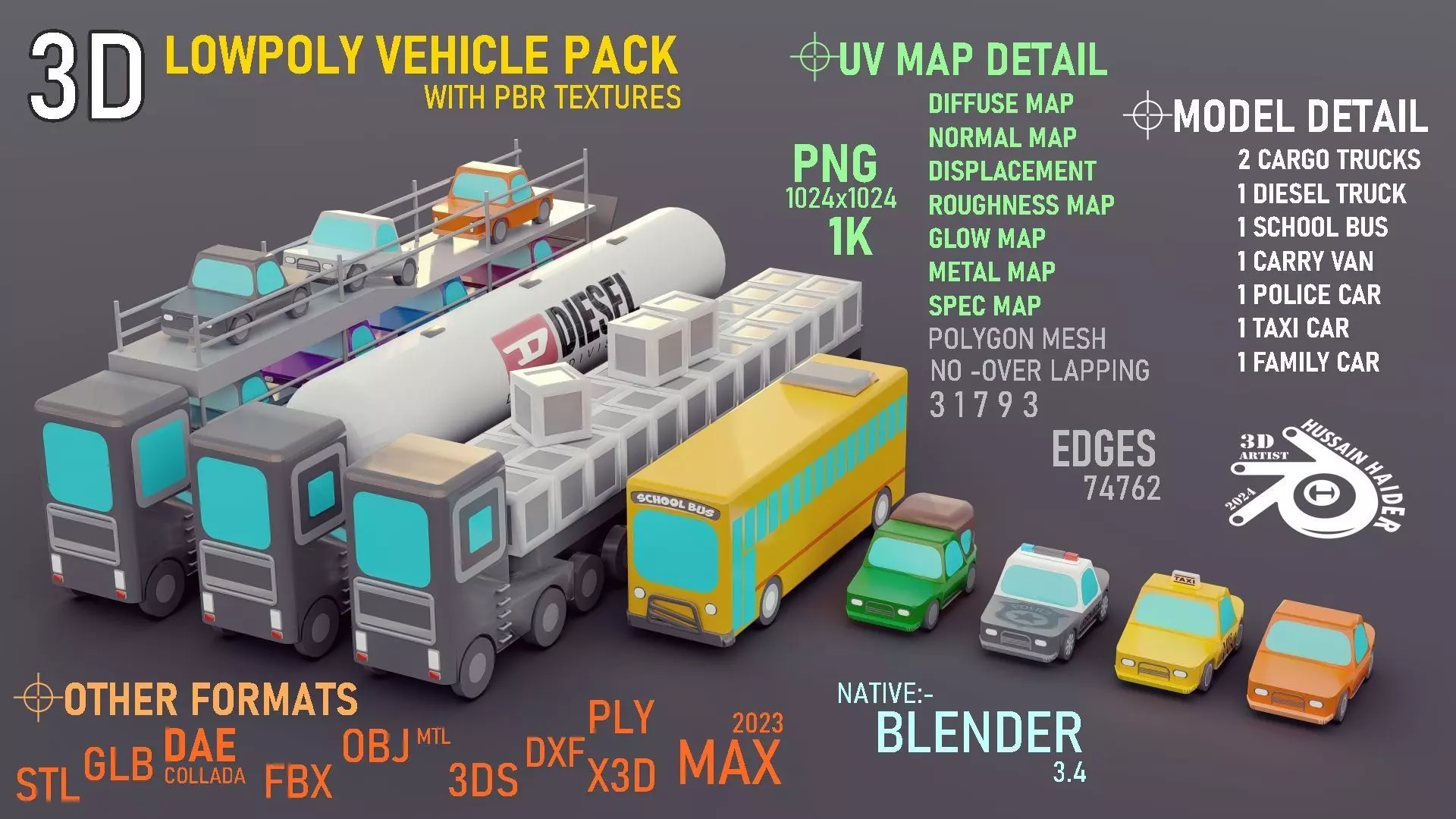 Lowpoly Vehicles 3D model_0