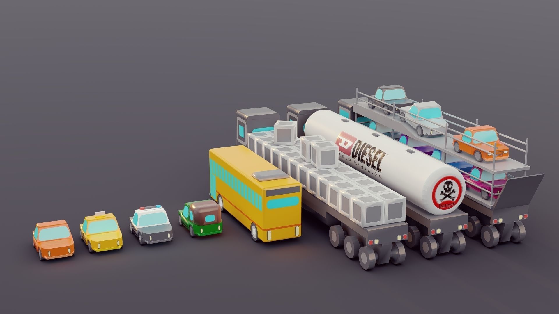 Lowpoly Vehicles 3D model_2