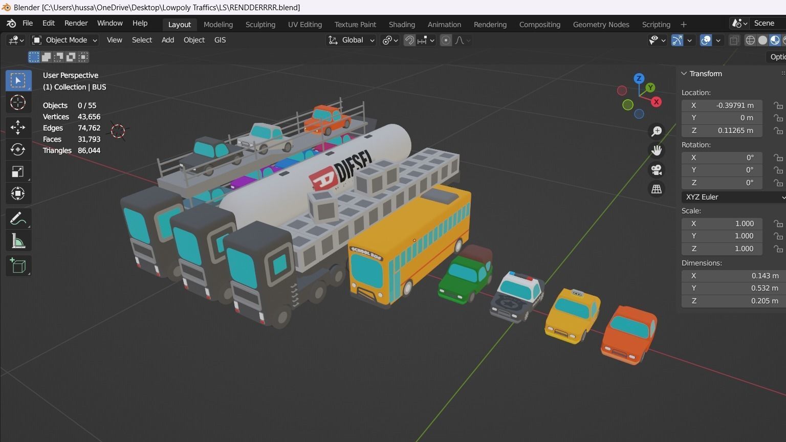 Lowpoly Vehicles 3D model_10