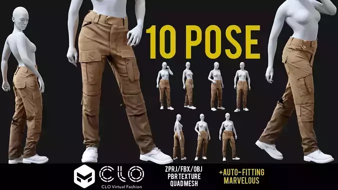 High-Quality female GEN2 Tactical Pants 10 pose type 