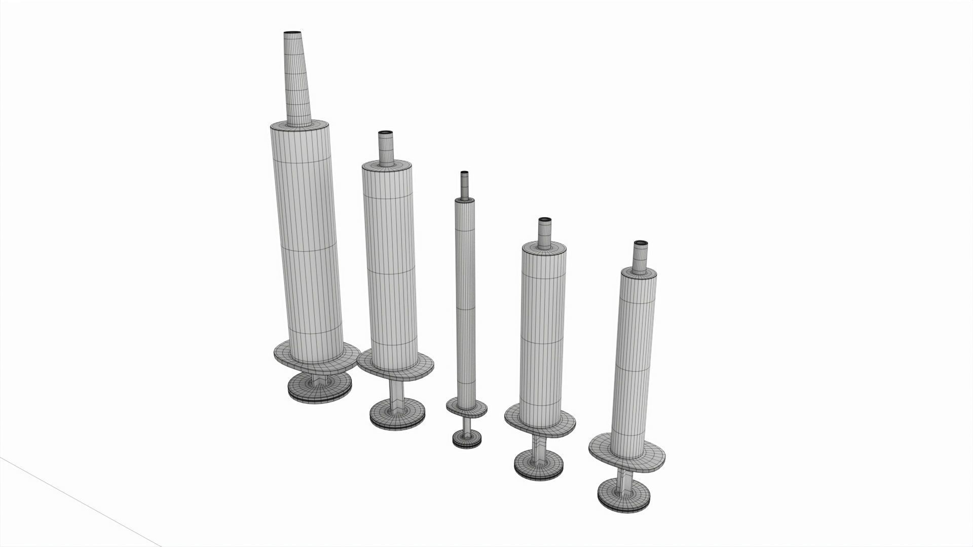 Plastic Syringes 1ml  3ml  5ml  10ml  20ml 3D model_6