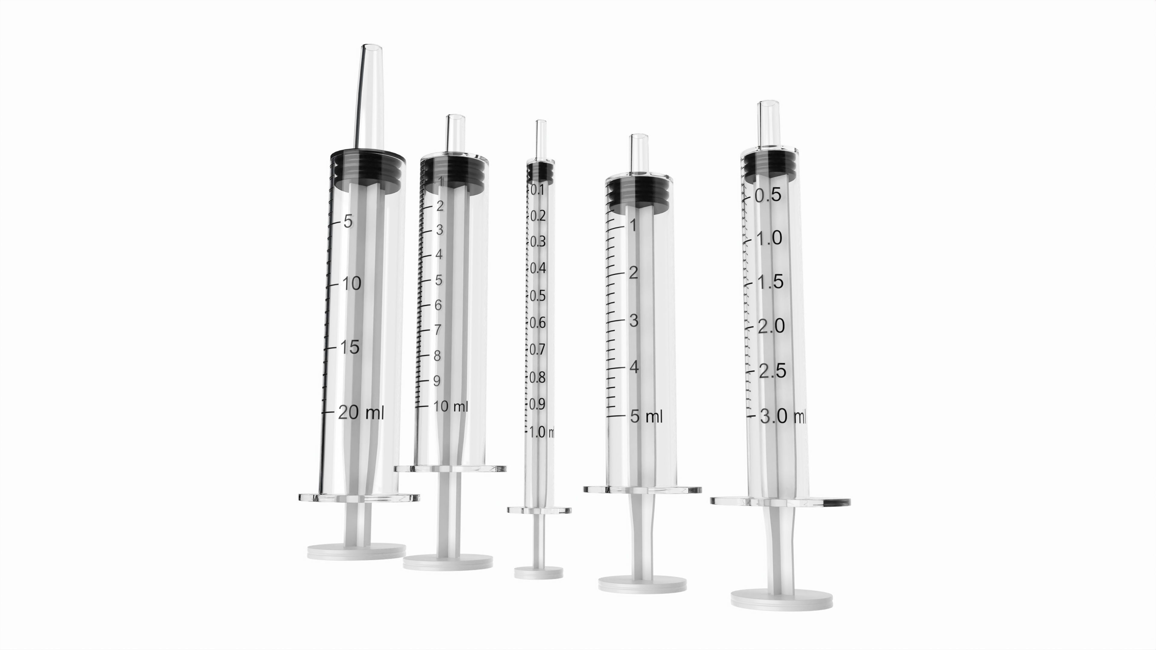 Plastic Syringes 1ml  3ml  5ml  10ml  20ml 3D model_1