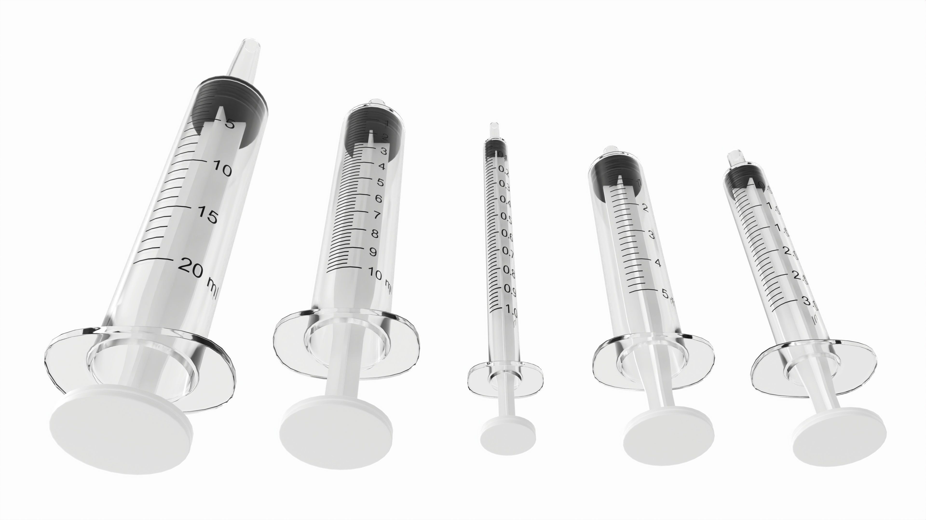 Plastic Syringes 1ml  3ml  5ml  10ml  20ml 3D model_3