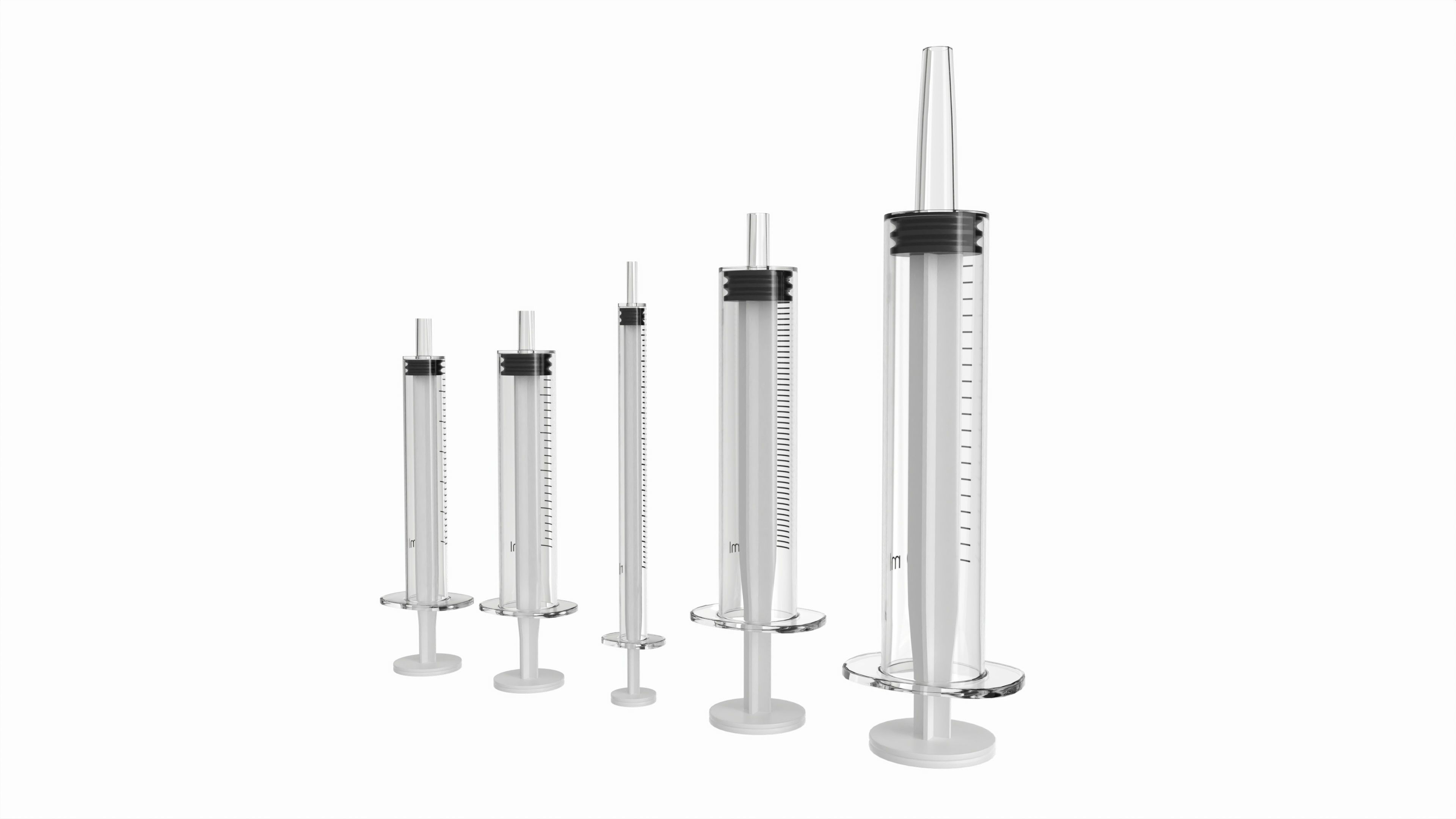 Plastic Syringes 1ml  3ml  5ml  10ml  20ml 3D model_2