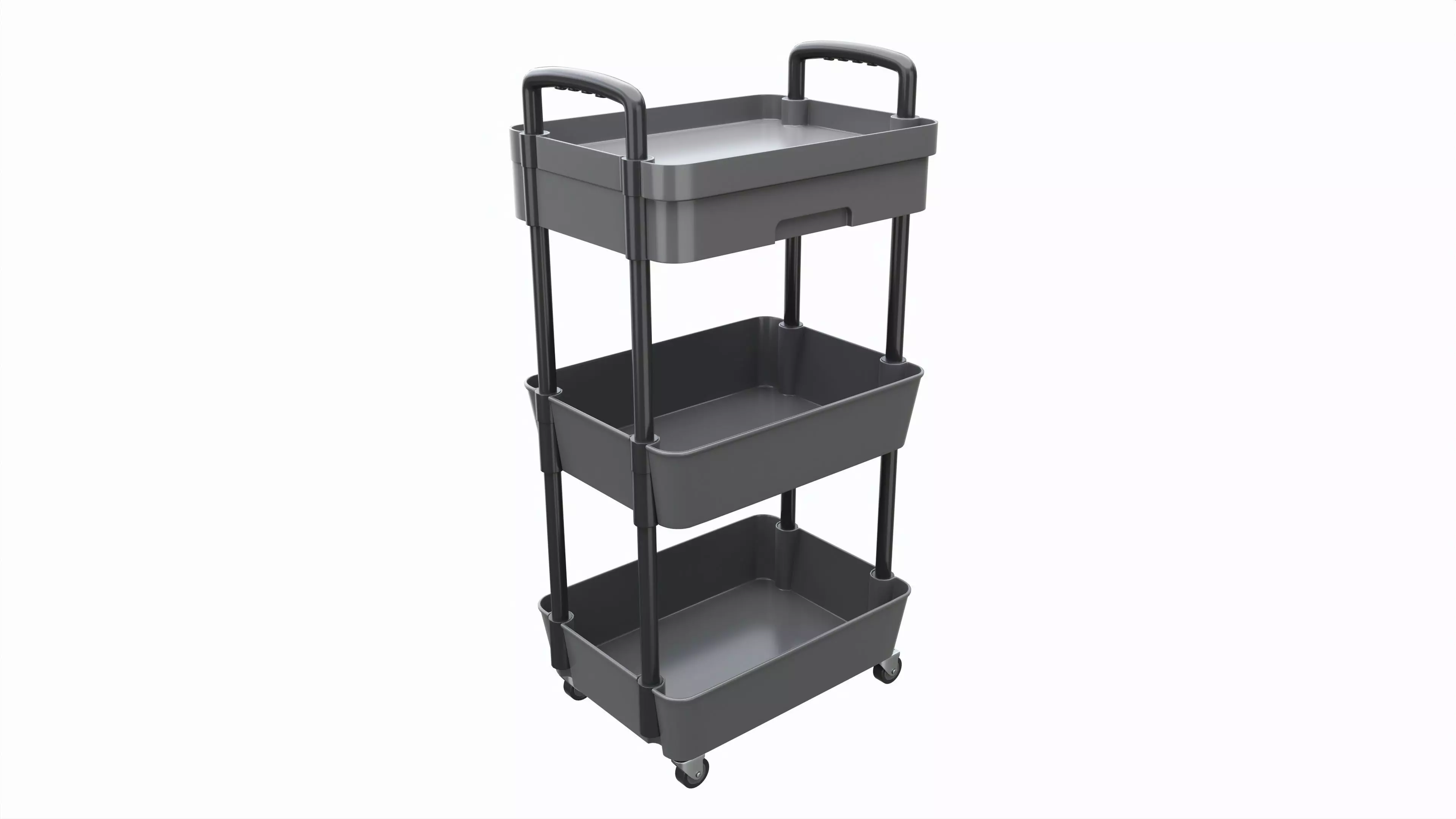 Rolling Utility Cart with Drawer 3-Tier 3D model_0