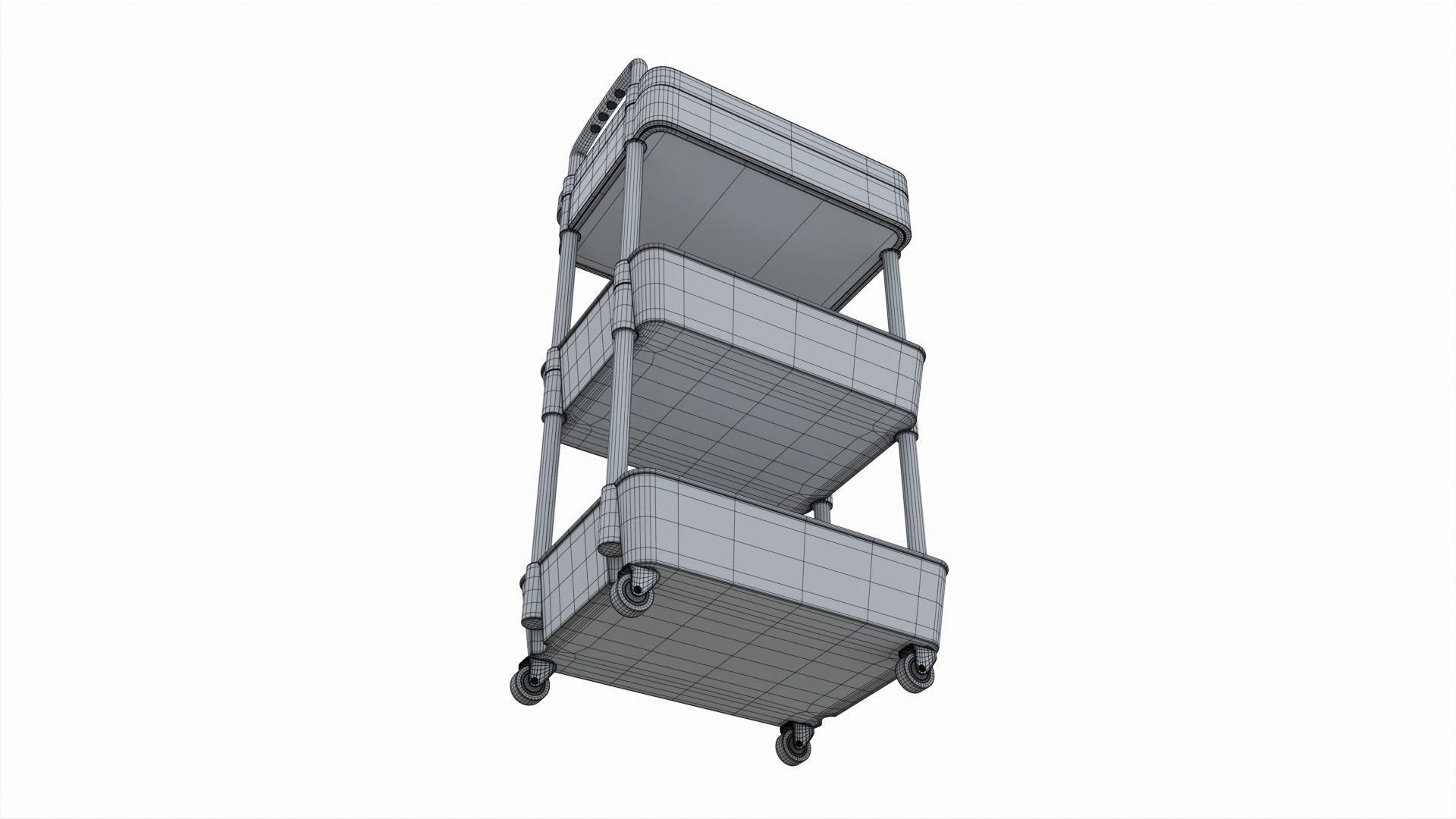 Rolling Utility Cart with Drawer 3-Tier 3D model_7