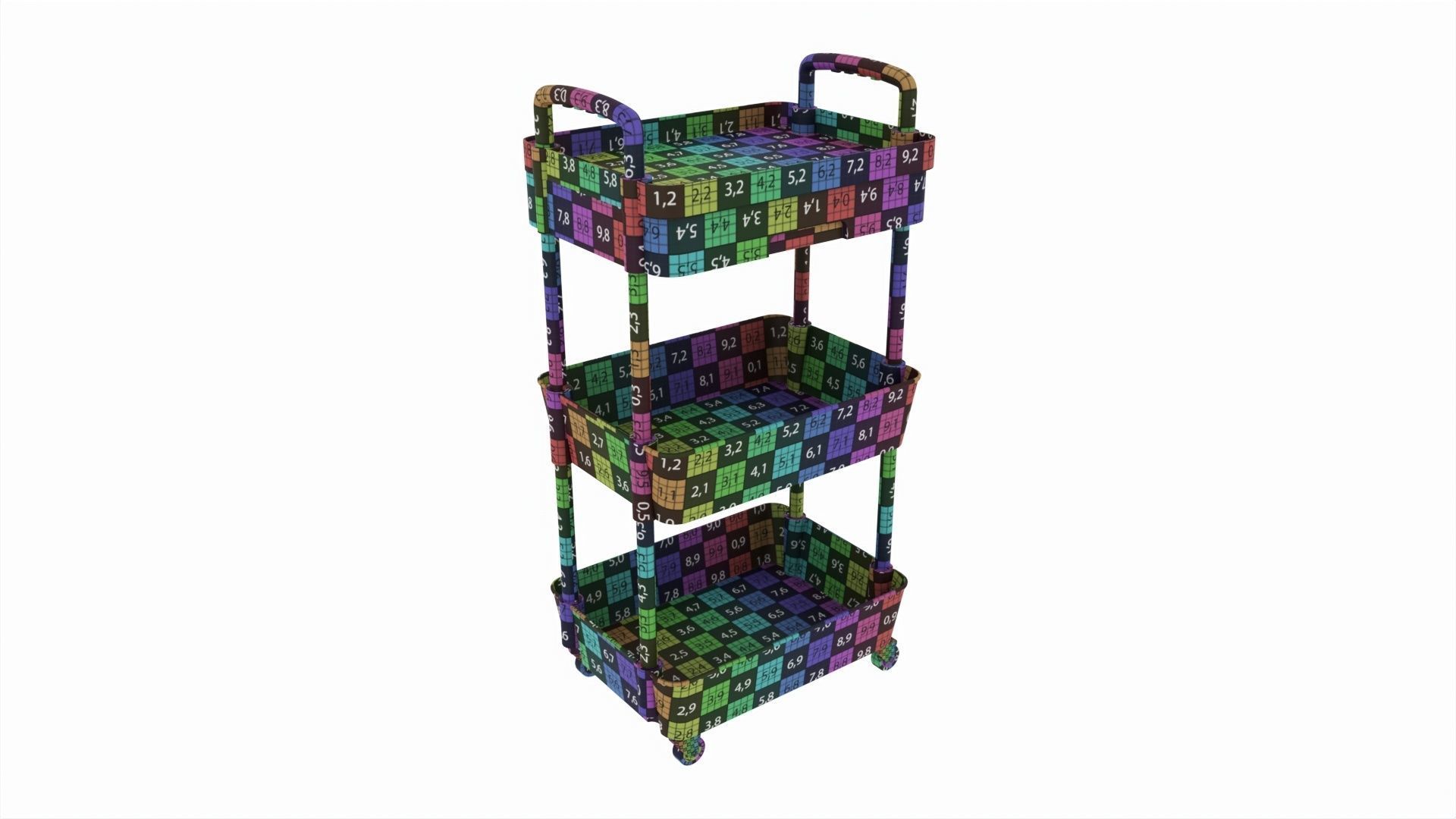 Rolling Utility Cart with Drawer 3-Tier 3D model_8