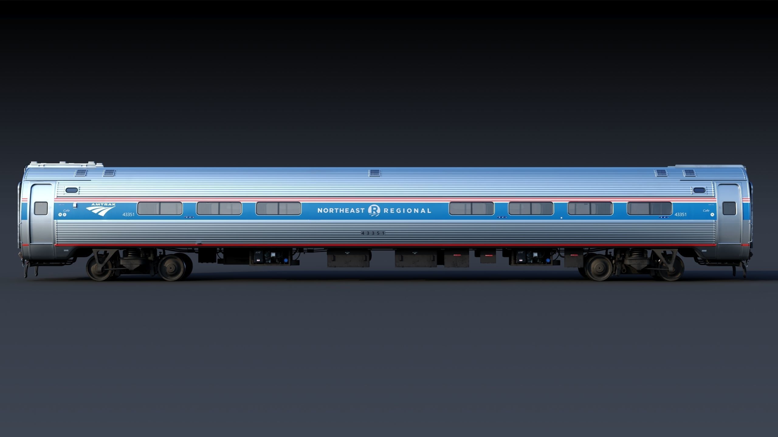 Amtrak Amfleet I Cafe Car  Low-poly 3D model_3