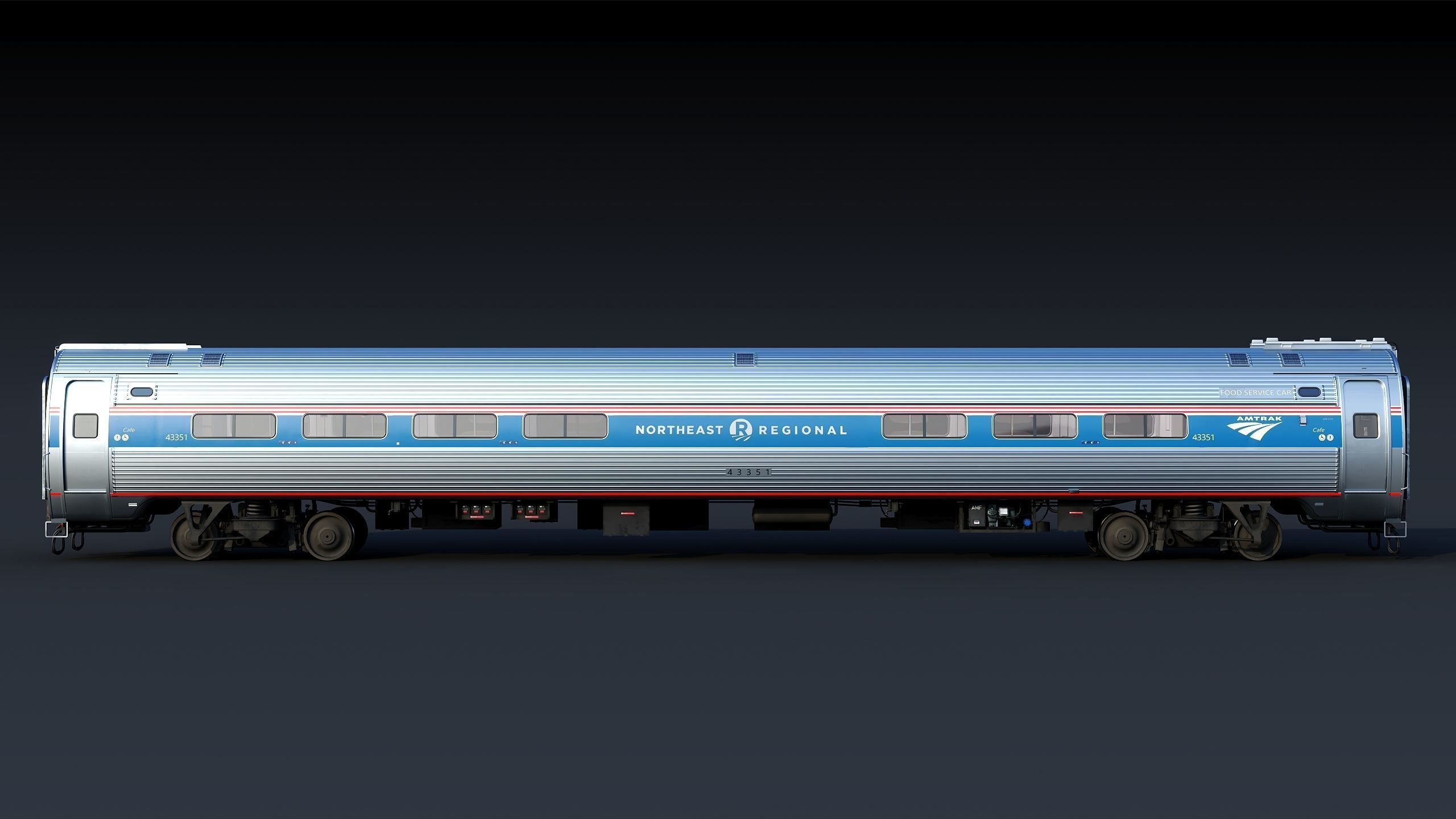 Amtrak Amfleet I Cafe Car  Low-poly 3D model_8