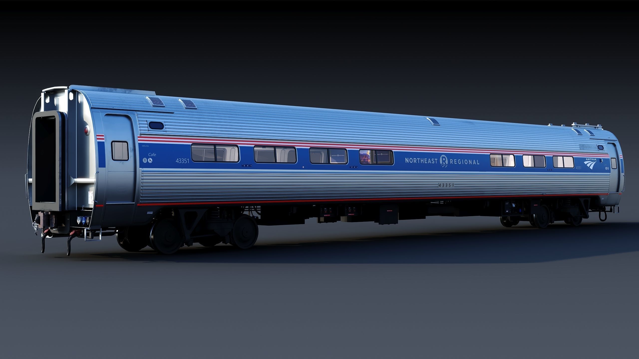 Amtrak Amfleet I Cafe Car  Low-poly 3D model_7