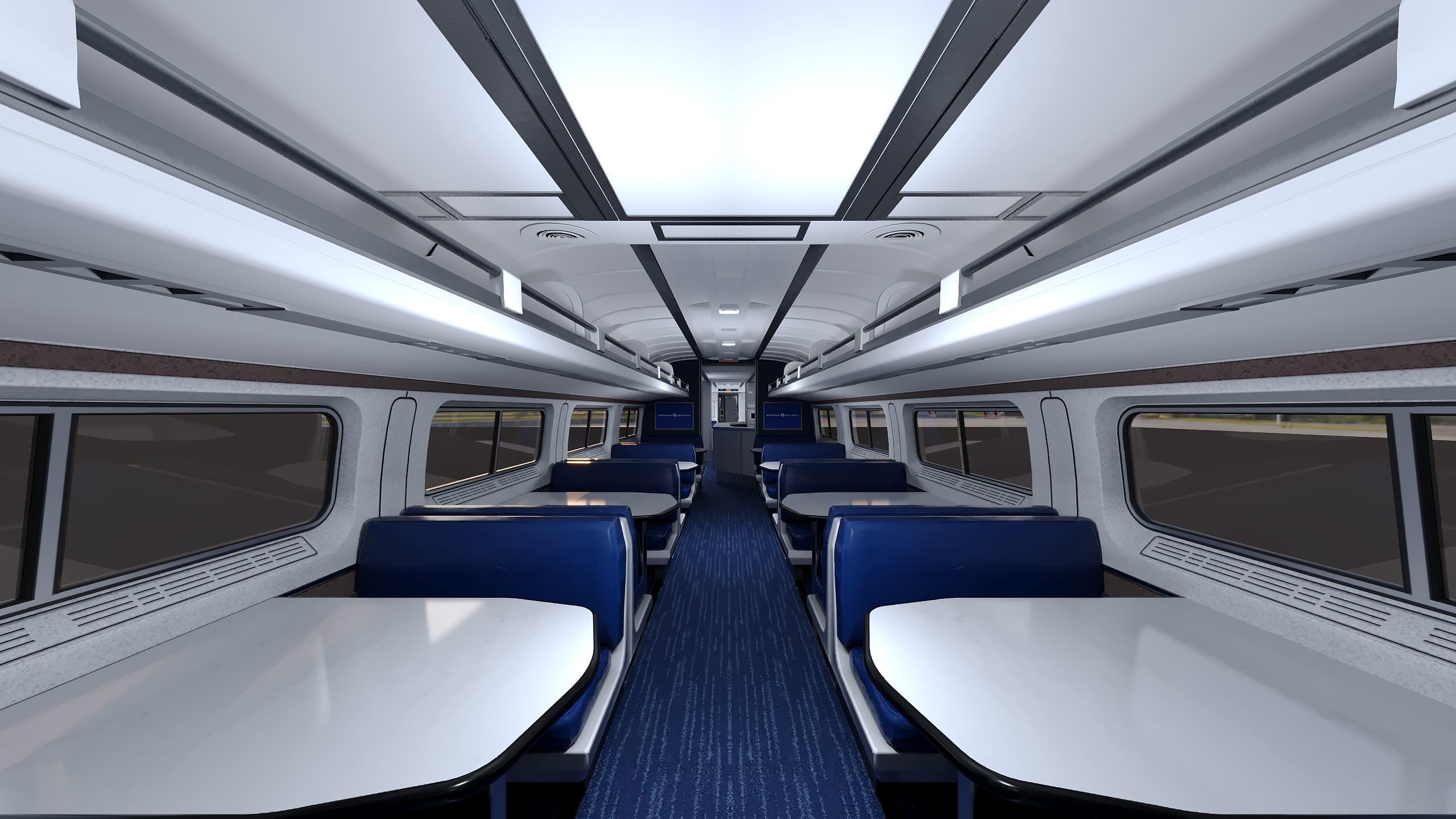 Amtrak Amfleet I Cafe Car  Low-poly 3D model_20
