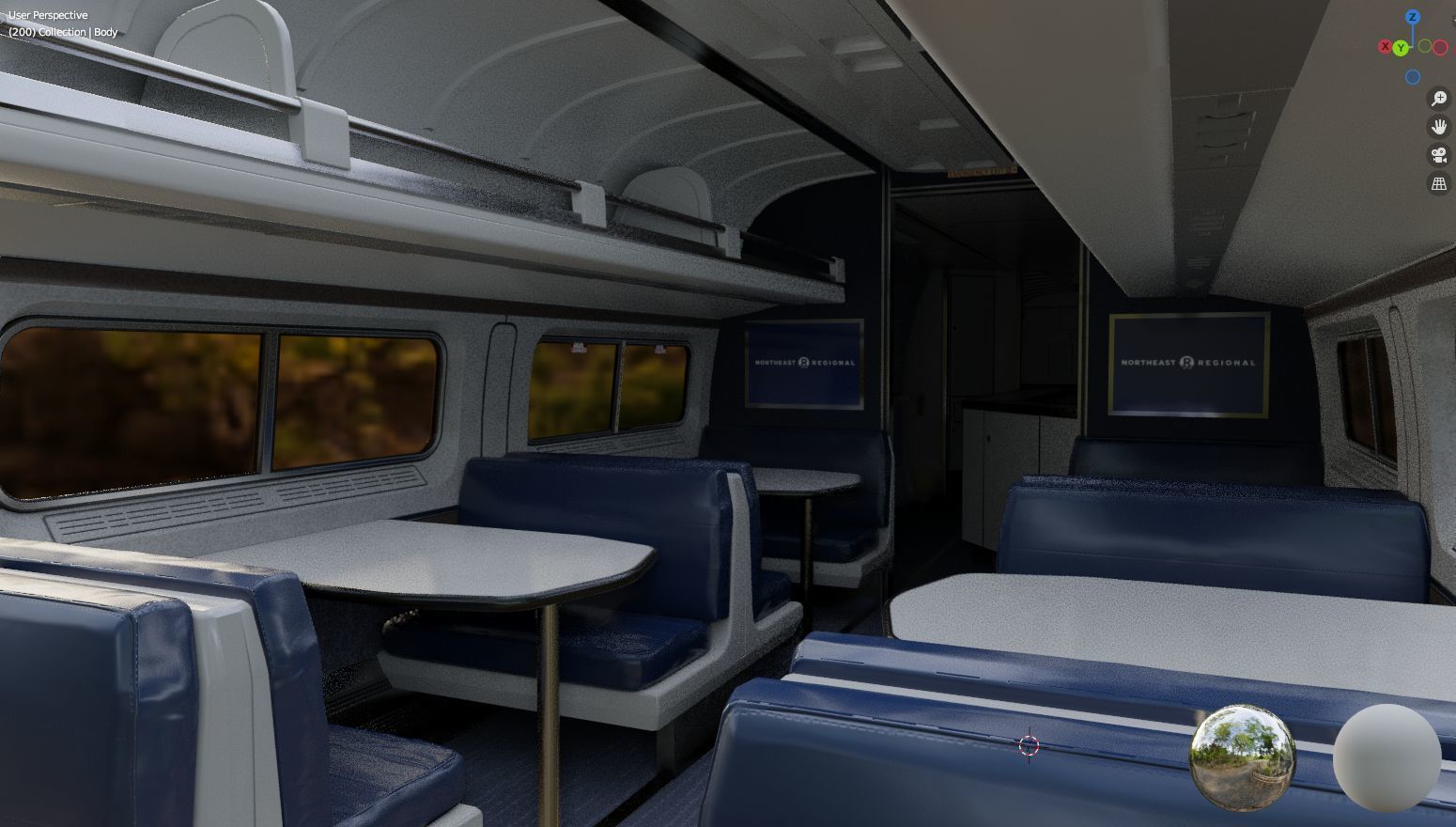 Amtrak Amfleet I Cafe Car  Low-poly 3D model_55