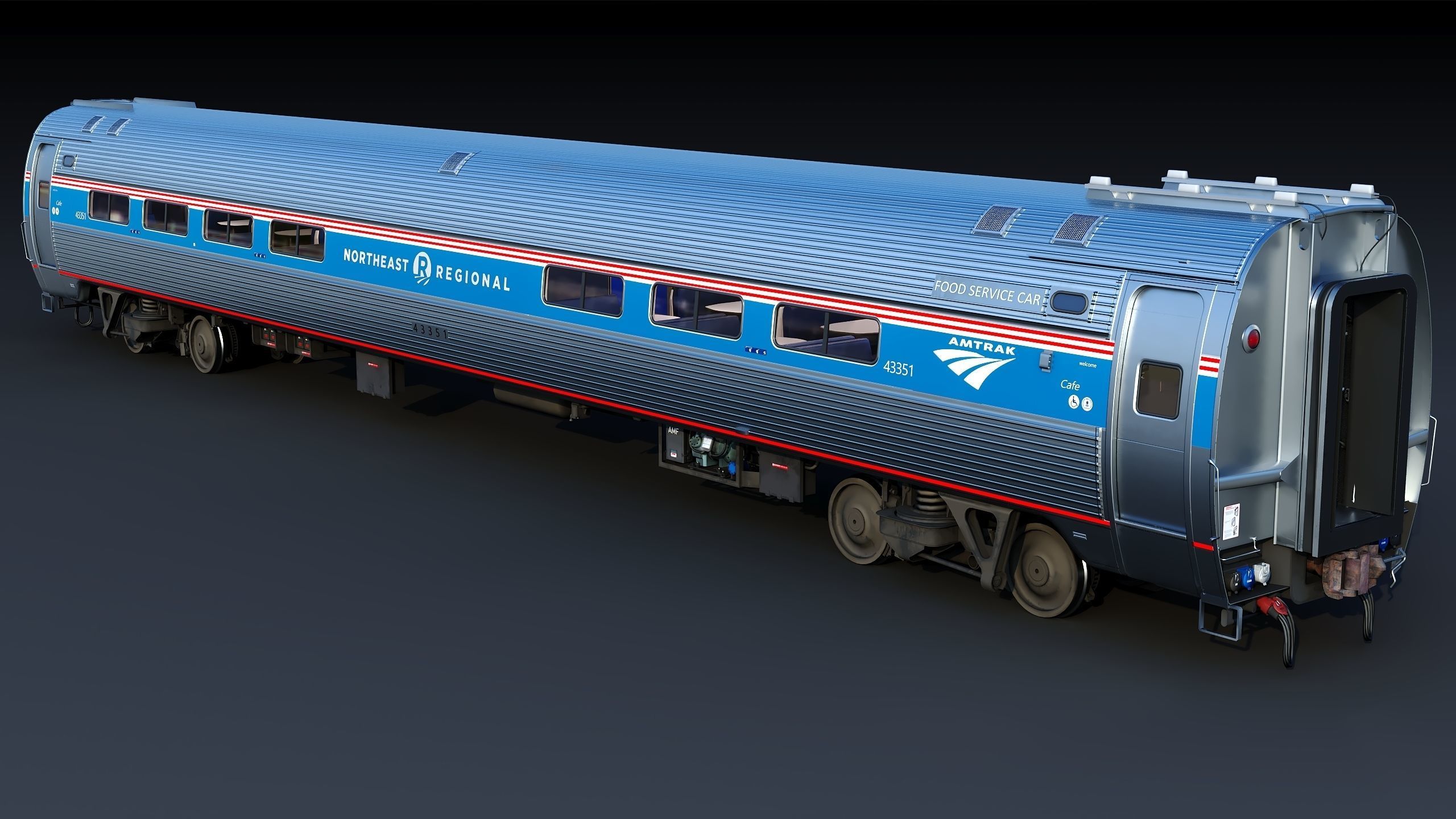 Amtrak Amfleet I Cafe Car  Low-poly 3D model_15