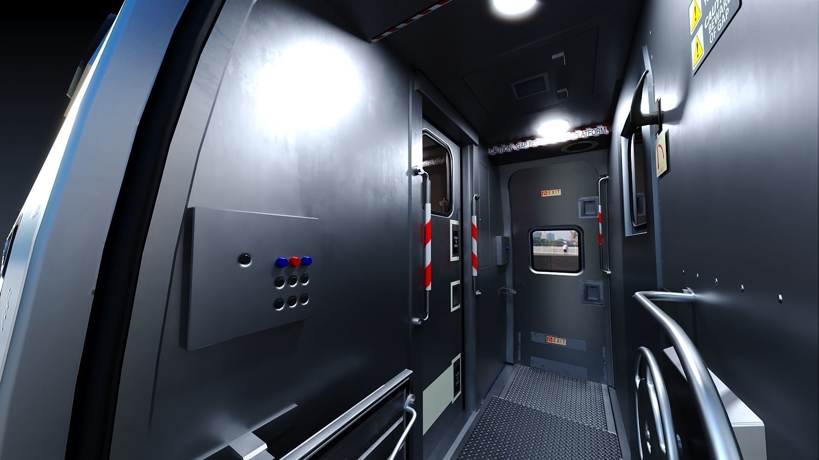 Amtrak Amfleet I Cafe Car  Low-poly 3D model_18