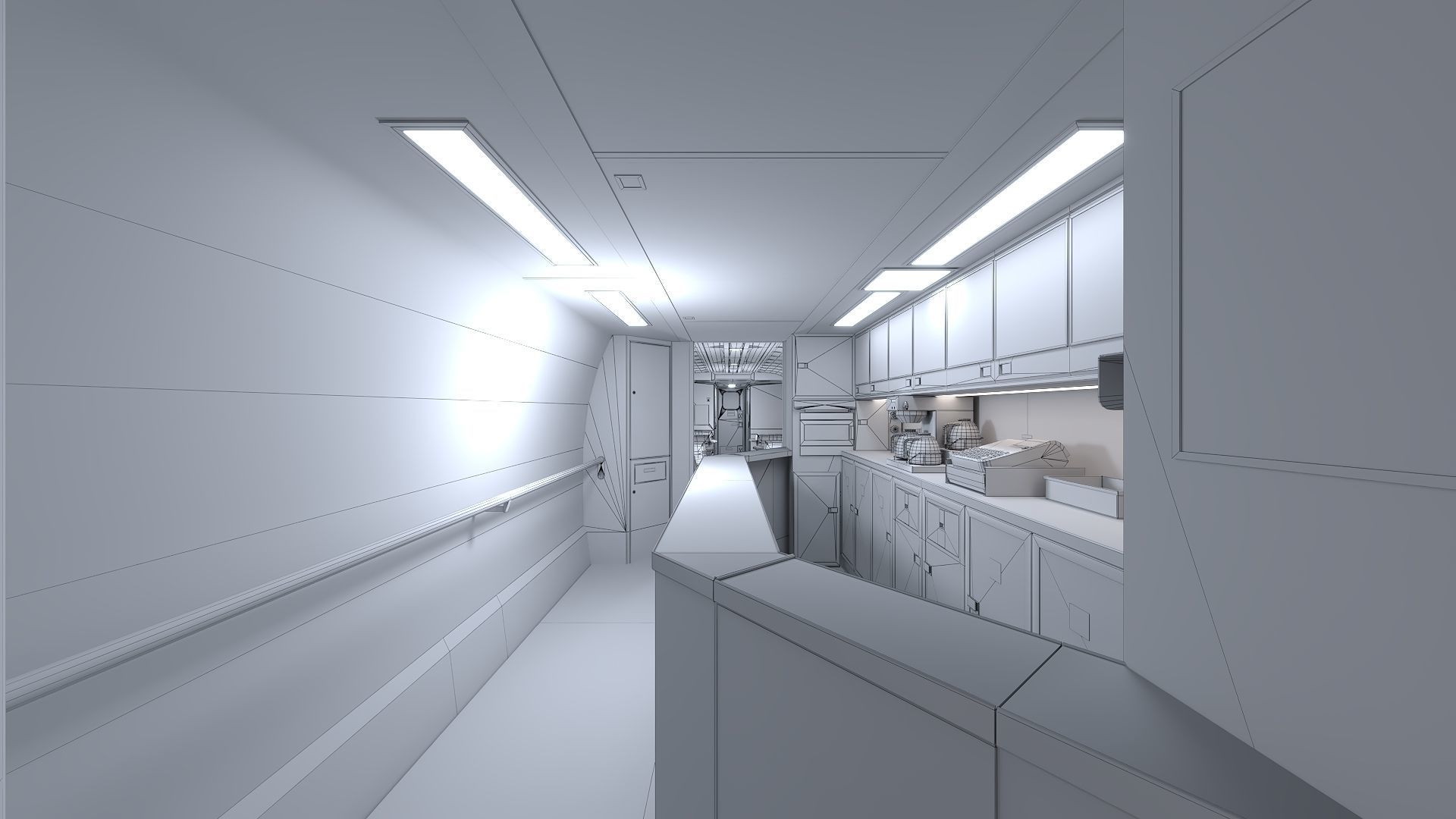 Amtrak Amfleet I Cafe Car  Low-poly 3D model_39