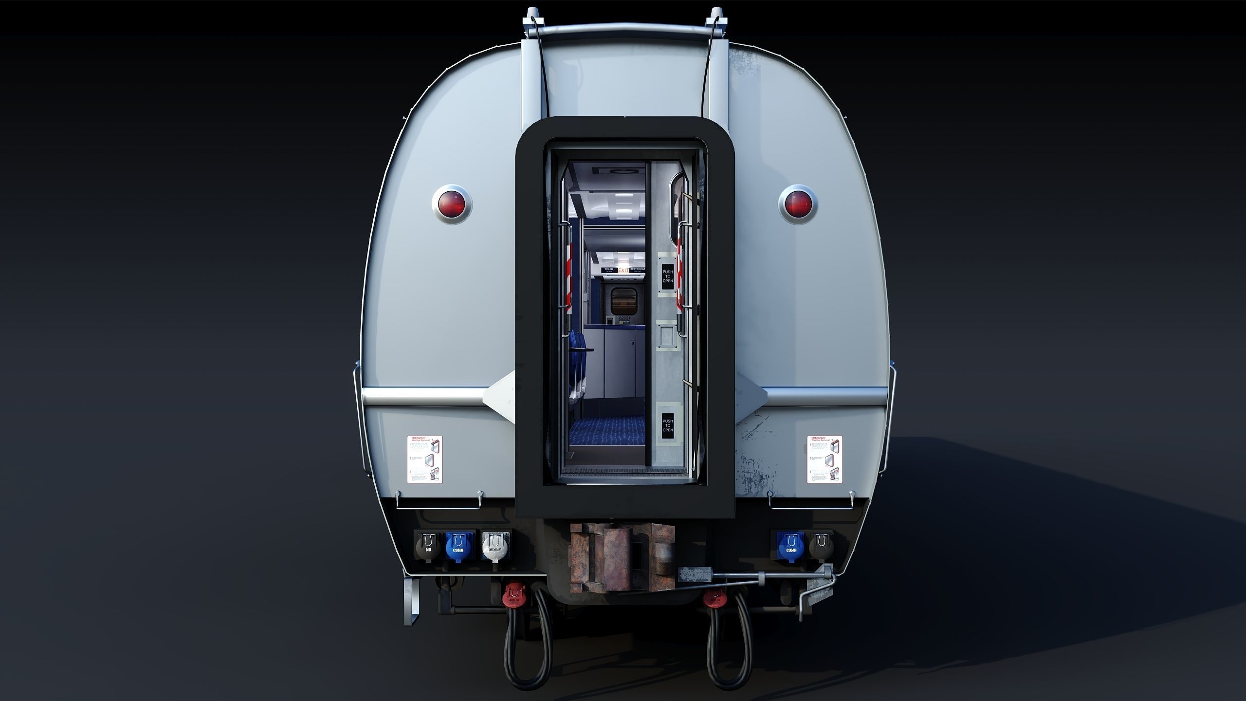 Amtrak Amfleet I Cafe Car  Low-poly 3D model_12