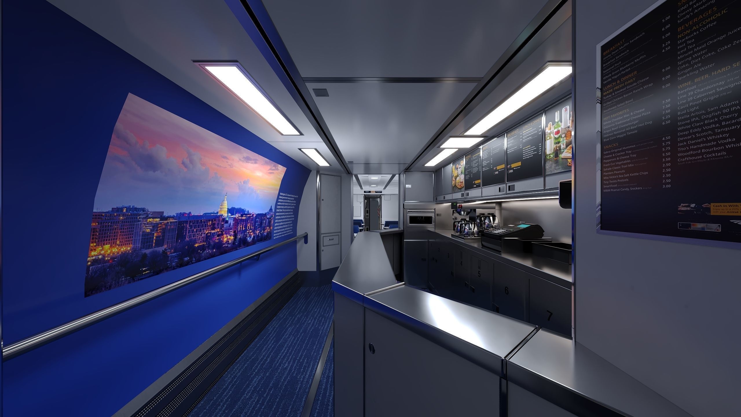 Amtrak Amfleet I Cafe Car  Low-poly 3D model_21