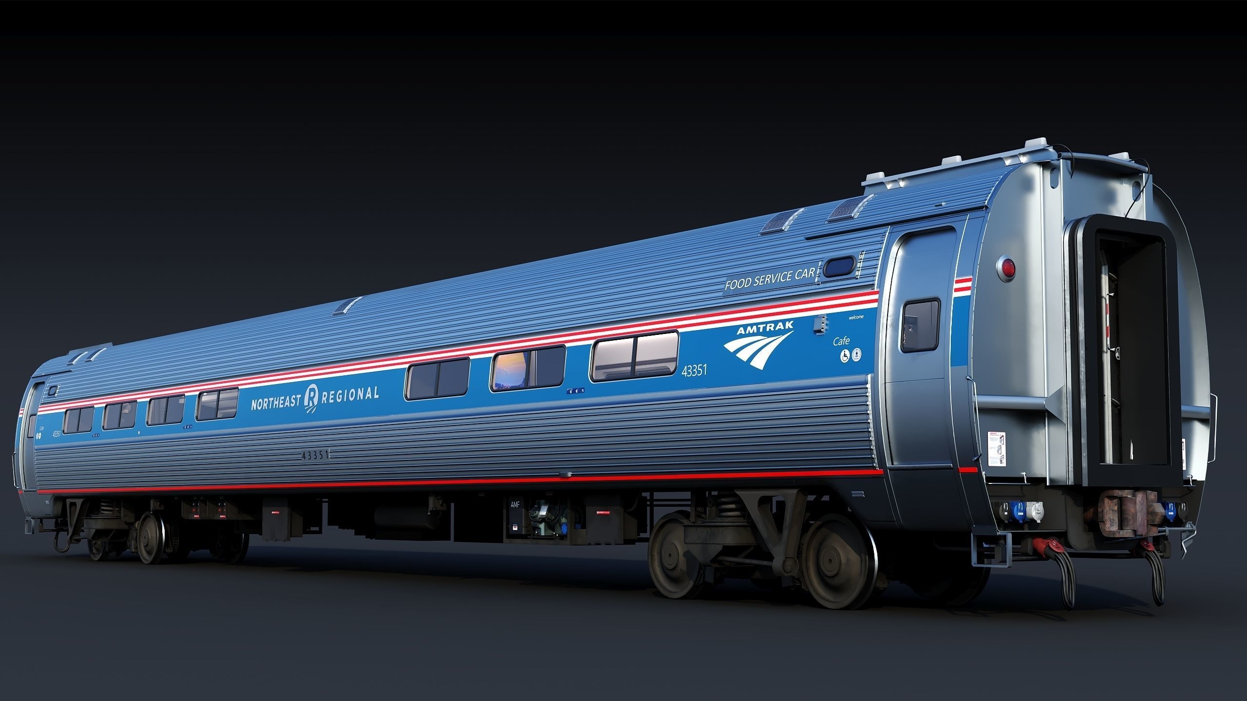 Amtrak Amfleet I Cafe Car  Low-poly 3D model_10