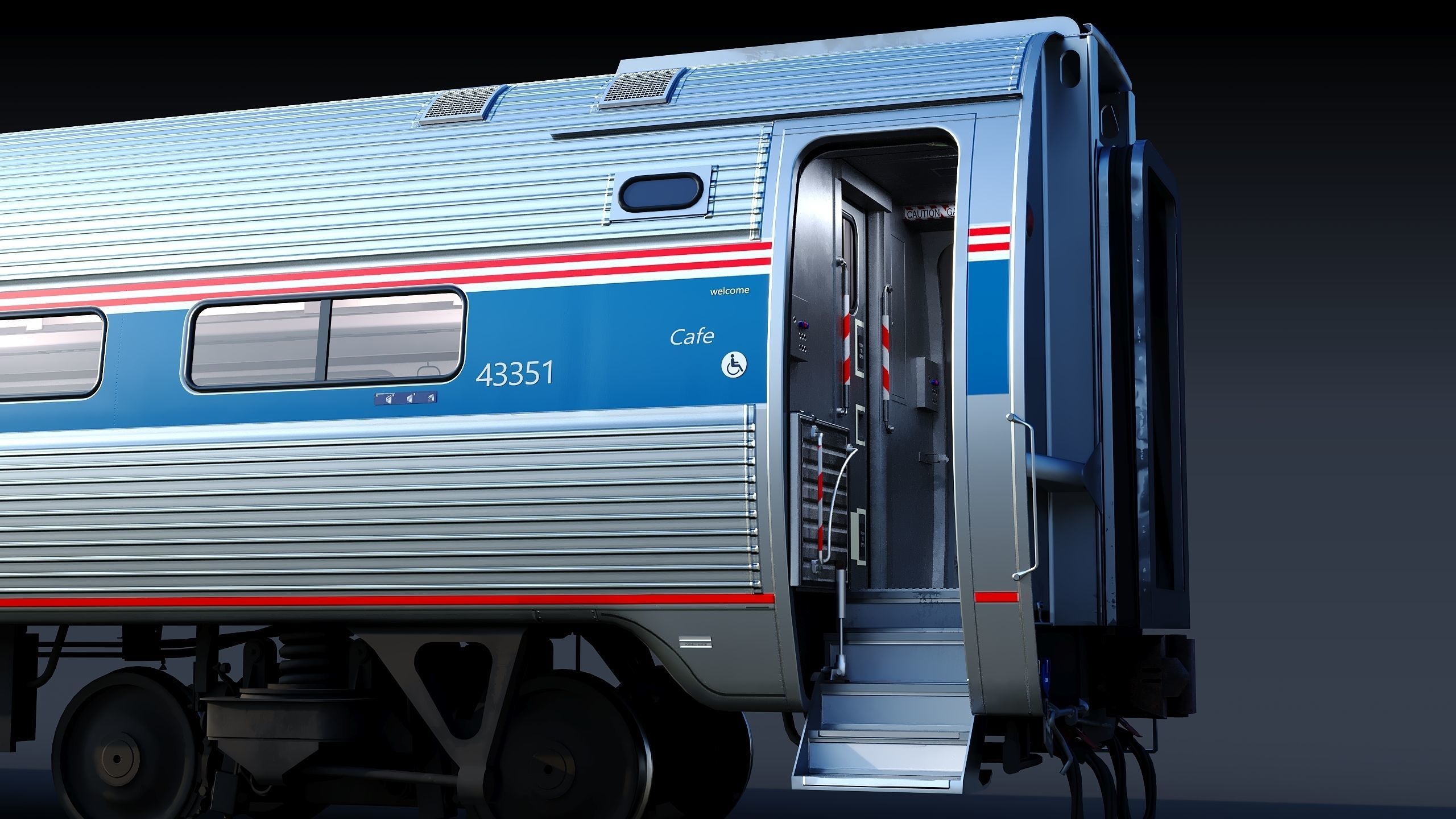 Amtrak Amfleet I Cafe Car  Low-poly 3D model_17