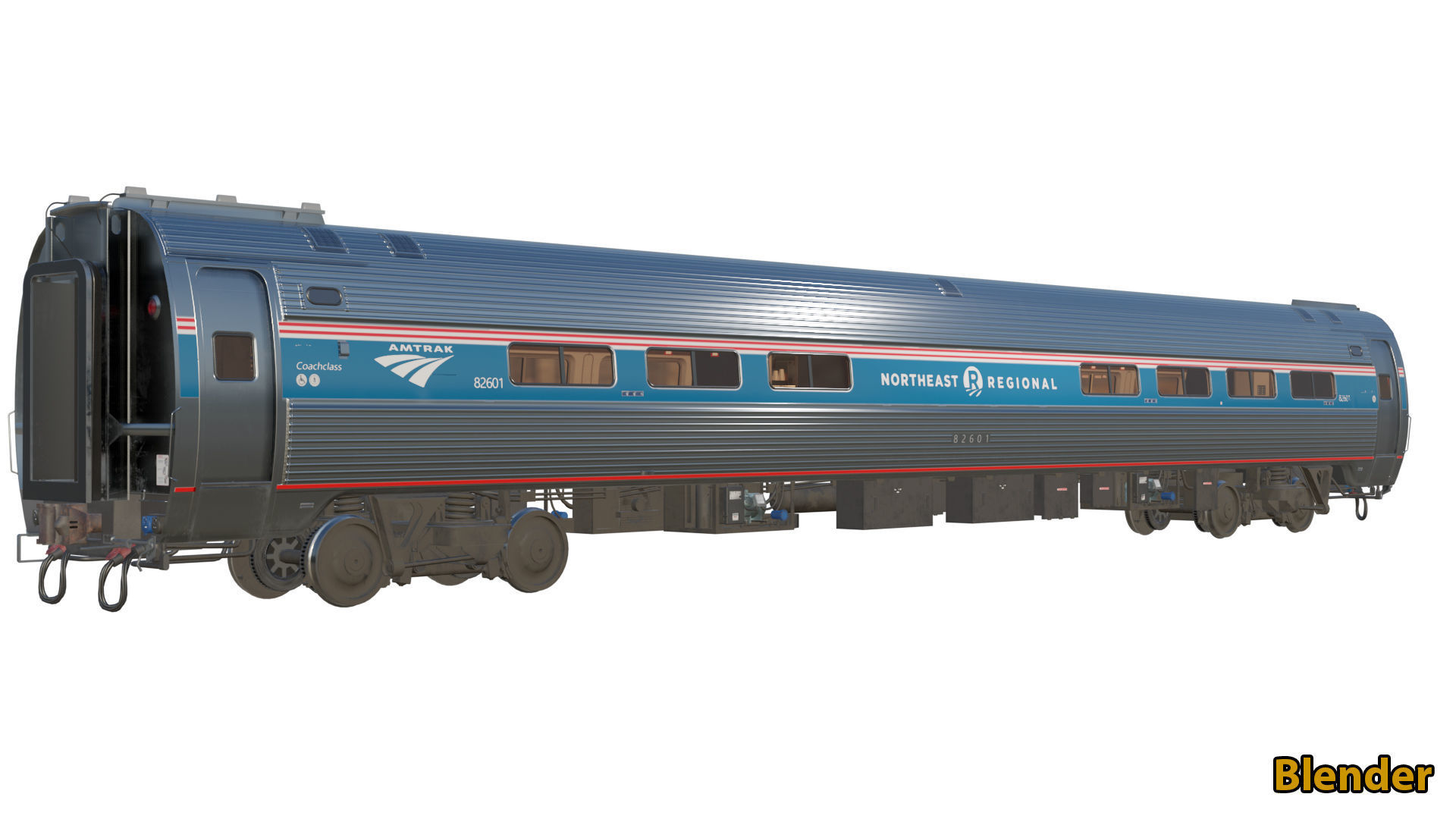 Amtrak Amfleet I Cafe Car  Low-poly 3D model_50