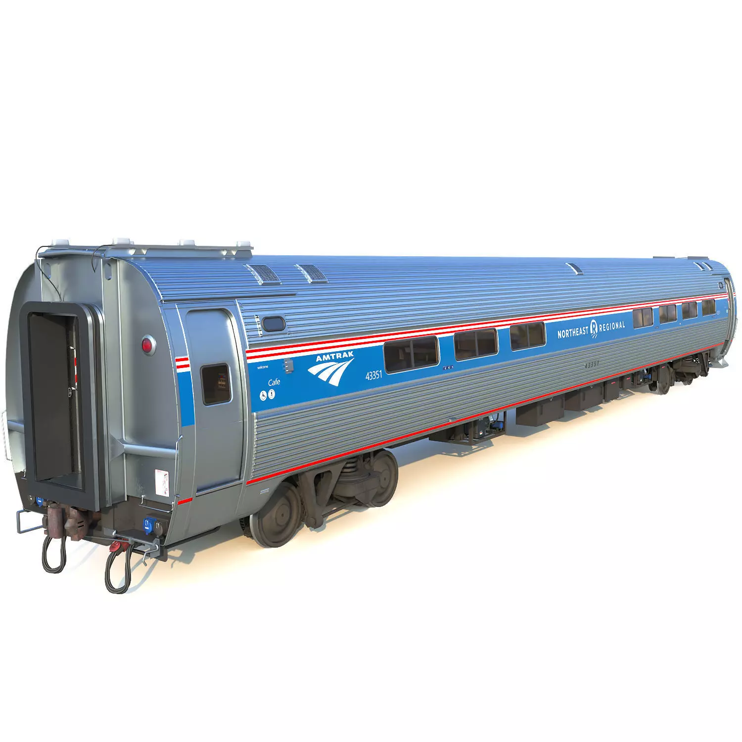 Amtrak Amfleet I Cafe Car  Low-poly 3D model_0