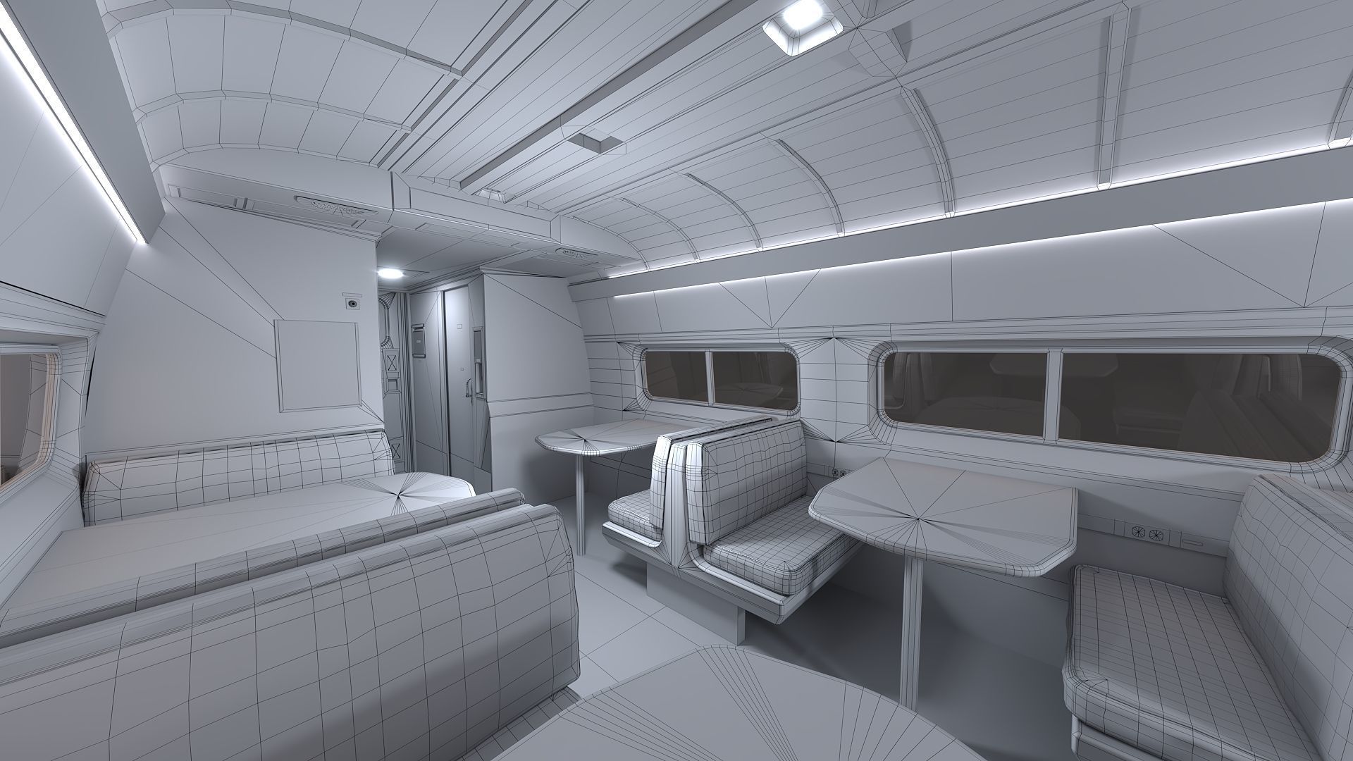 Amtrak Amfleet I Cafe Car  Low-poly 3D model_43