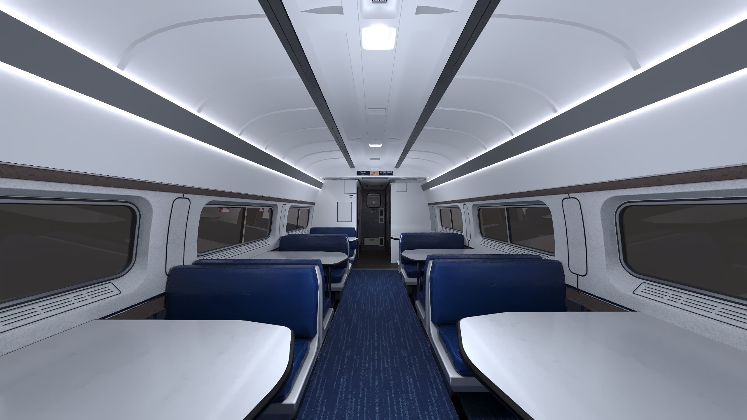 Amtrak Amfleet I Cafe Car  Low-poly 3D model_23
