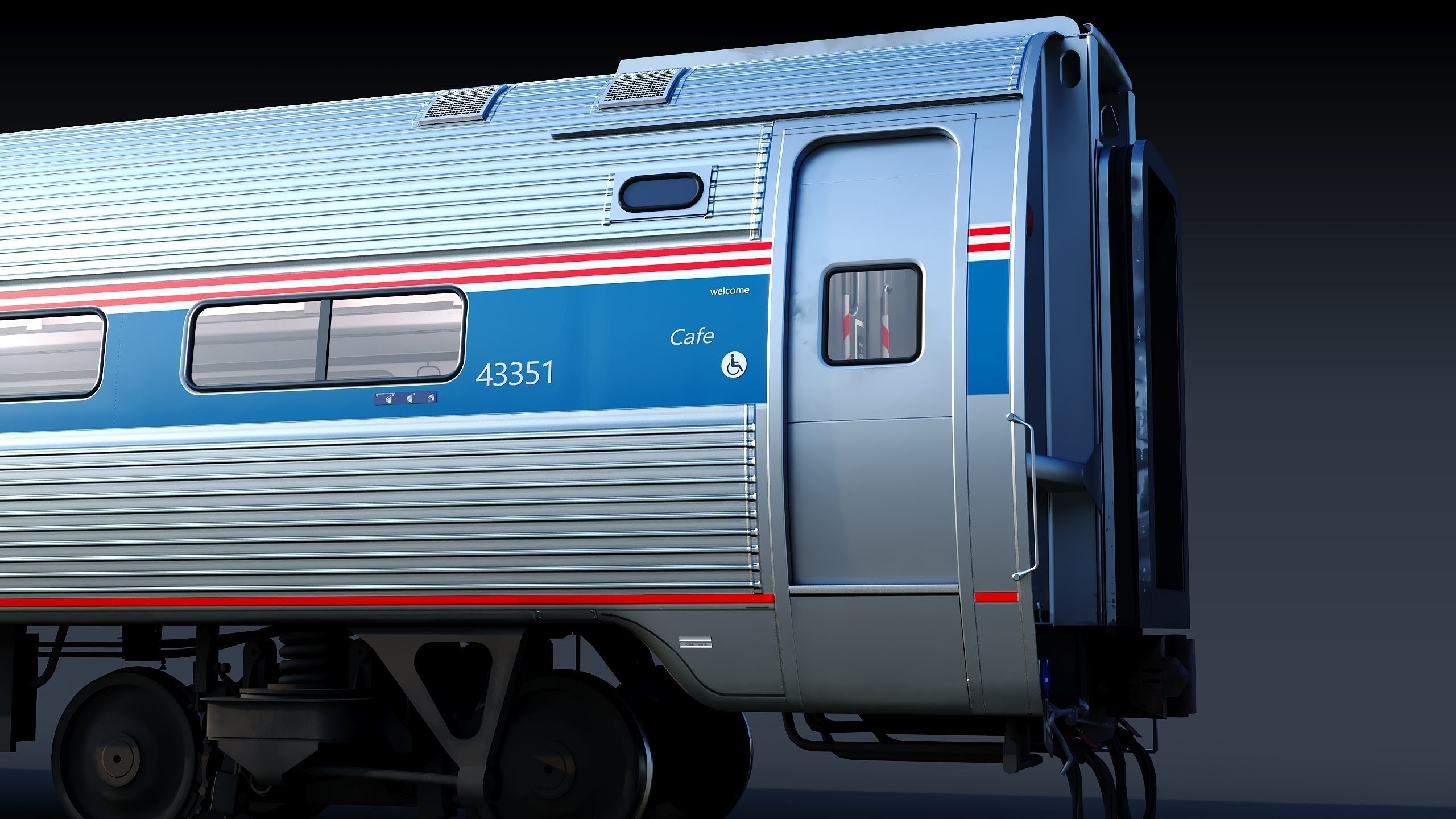 Amtrak Amfleet I Cafe Car  Low-poly 3D model_16